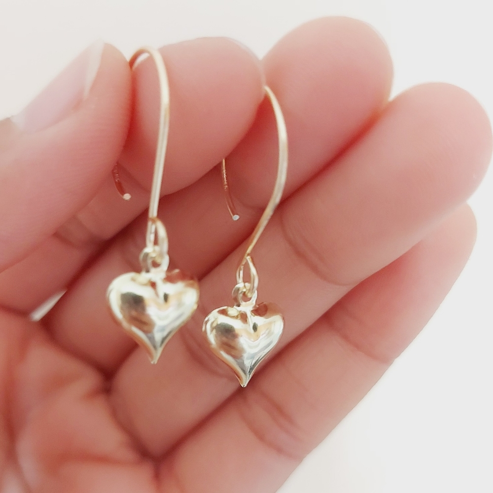 14KT Gold Puffed Heart Earrings